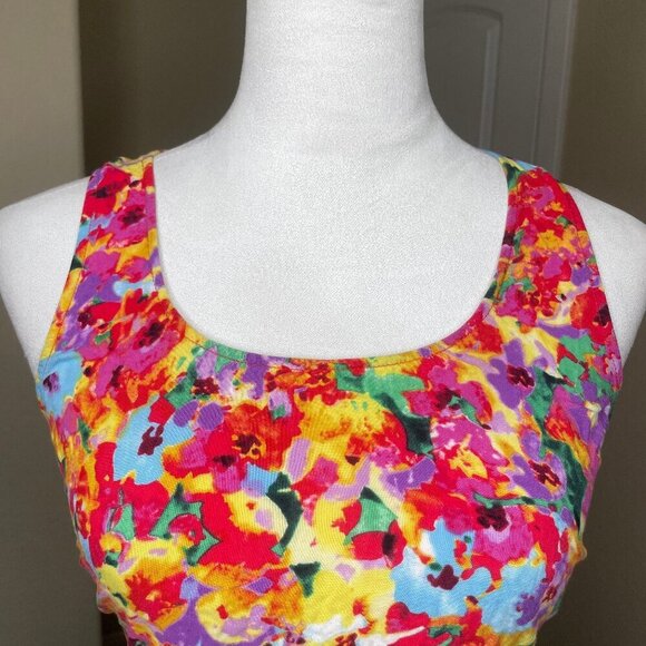 CAbi All Over Floral Watercolor Luisa Racerback Round Neck Tank Top Size Small - Picture 3 of 8